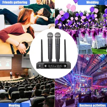 Brezžični Mikrofon Dinamični Kapsula 2-Kanalni Brezžični Mikrofon Karaoke Ročni Petje Pralni Box Mini Družinski Sistem Echo
