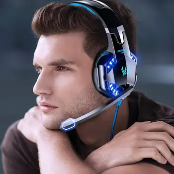 Kotion VSAK Gaming Slušalke Najboljše Čelade Globok Bas Stereo Slušalke z Mikrofonom LED Luč za PS4 Xbox En PC Gamer