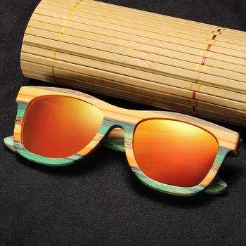 Kithdia Polarizirana Lesene sončna Očala Z Rolko Bambusa sončna Očala in Box