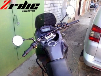 Črna Univerzalna Zložljivo motorno kolo Ogledalo motocikla Strani Ogledala Rearview Mirror 8 mm 10 mm Za yamaha Honda Suzuki