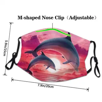 Sončni Zahod Delfini Plesalci Non-Enkratno Masko Za Odrasle Morsko Bitje Dolphin Dustproof Zaščitni Pokrov Respirator Usta-Žarilna