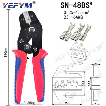 YEFYM SN-48BS robljenjem klešče 0.25-1.5mm2 23-16AWG, s priveskom 2.8 4.8 6.3 mm terminalsko okno Avtomobila priključek žice električna orodja