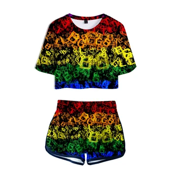 Moda poletje cool Lgbt 3D priljubljena osebnost Harajuku tshirt tiskanje čar seksi žensk priložnostne 3D T-majica + hlače, dvodelne