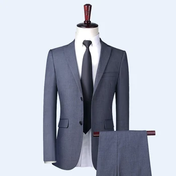 Čiste Barve Moških Formalnih Obleke, Modni Business Casual Banket Moški Suknjič + Hlače+kravato Velikost 6XL 2Piece Obleke za Weddingdress