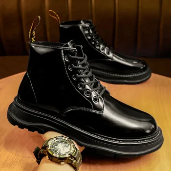 2020 pozimi Martin čevlji zunanja visoko-top usnjeni čevlji modni priložnostne sijoče usnje škornji za moške priložnostne čevlji moški čevelj