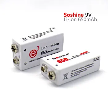 4PCS/VELIKO Soshine 6F22 9V 650mAh baterija Li-ionska Litij Baterija za Polnjenje za Elektronske Dim Kitaro Z Baterijo Primeru Polje