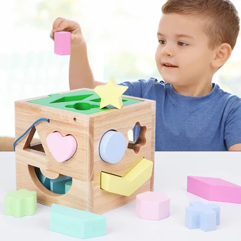 Otroci Igrače, Lesene Obliko Neke Geometrijske Oblike Gradniki Ujemanje Spoznavanja Baby Začetku Izobraževalne Igrače Za Otroke Darilo