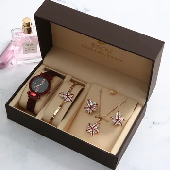 SA SILVERAGE Lepe Embalaže Watch + Zapestnica Ustvarjalne Multi-Pack-gnome Zvezda Biserna Ogrlica, 4 Kos/Set Ms Darilni Set