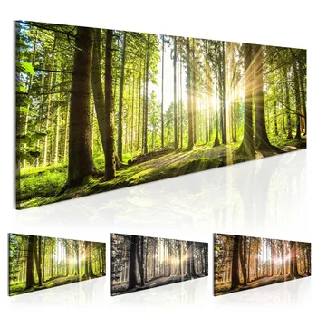 Naravno, Sveže Sonce Platno Slikarstvo Zeleno Drevo Plakat Gozdna Krajina Wall Art Slik, ki jih dnevno Sobo Sodoben Dom Dekor