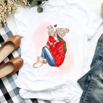 Ženske Shirt Tiskanje Sladko Ljubezen Srčkan Moda Dekle, Mama Oblačila Mama Mama Ženske Grafiko, ki je Natisnjena Tee Vrh Tshirt Ženske T-shirt
