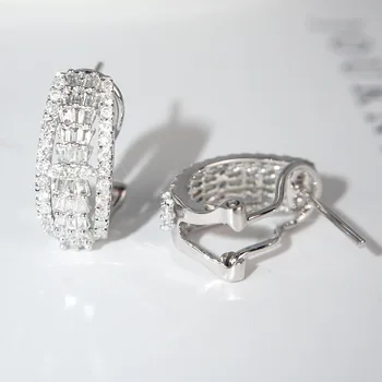 S925 Sterling Srebro eBay Eksplozije Pravokotne Uhani Flash Diamant Uhani Tovarne Neposredno Prodajo Srčkan Luksuzni Posla