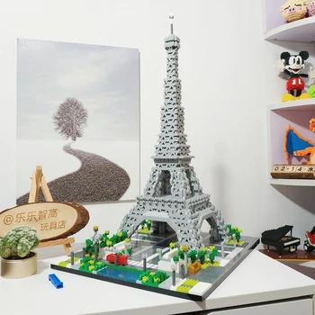 YZ 069 Svetovno Znane Arhitekture Pariz, Eifflov Stolp 3D Model 3369pcs DIY Mini Diamond Blocks Stavbe Igrača za Otroke, št Polje
