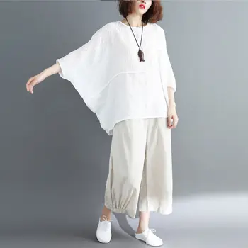 Plus Velikost Ženske Priložnostne Bluze, Srajce Novo 2019 Poletje Moda Japonski Slog Mori Dekle Svoboden Bombaž Vrhovi Srajce P048