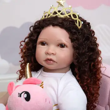 Nov Obraz KEIUMI Prerojeni Afriške Baby Doll Igrače 60 CM Mehke Silikonske Novorojenčka Malčka Bebe Igrače Lutka Rojstni dan, BOŽIČ Darilo Za Otroka