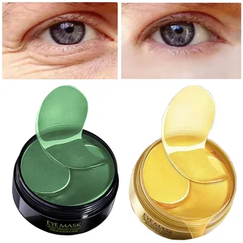 Kolagen Oči Obliži 60PCS Zlata, Zelena Anti Gube Oči Masko podočnjake Vrečke Večna Hydrogel Anti-Aging korejski Za Obliž P