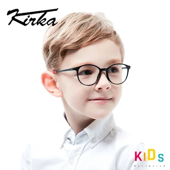 Kirka Tr90 Prilagodljiv Otroci Očala Okvirji Otrok Optičnih Slik Črni Fantje Očala Krog Otrok Eyeglass Za 6-10 Let