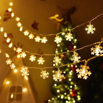 Božič Niz LED Luči Snežinka 20 LED Pravljice Niz Luči Garland Toplo Bela za Dom Poroke, Božič, Rojstni dan Dekoracijo