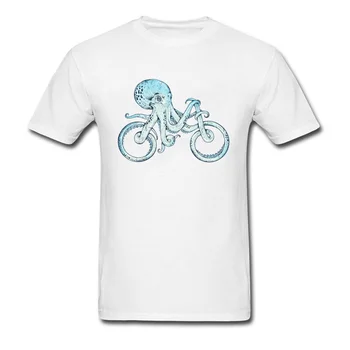Hobotnica Ciklov T-Shirt Moški Plus Velikost Črno Modra Smešno Tshirt Žongliranje Grafični Teeshirt Moške kakovosten Bombaž Pomlad Majica s kratkimi rokavi