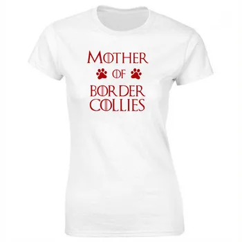 Mati Meji Collies Tiskanja Bombaž Priložnostne Tshirt Ženske Smešno Majica s kratkimi rokavi za Lady Ulične Redno Vrh Tee