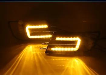 LED DRL luči za vw Tiguan 2013-2016 Tiguan Dnevnih Luči Luči za Meglo Pribor Rumena Signal Rele Nepremočljiva 12V