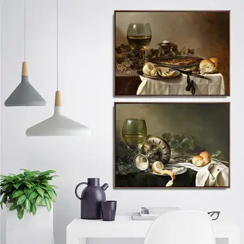Doma Dekoracijo Umetnosti Stenske Slike Amo Dnevno Sobo, Poster Tiskanje Platna Slike Netherlandish Pieter Claesz Ognjeni