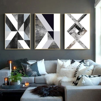 Nordijska Sodoben Slog, ki je Črna in Belo Geometrijske Sliko Plakati Umetniško Platno Slike za dnevno Sobo, Dekorativno Slikarstvo brez okvirja