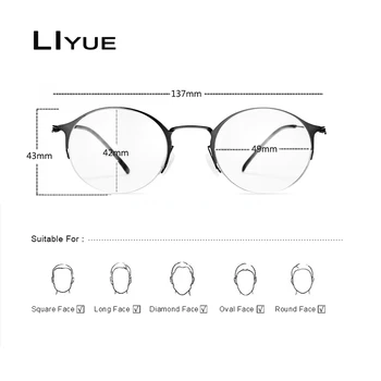 Retro Okrogle očala Čistega Titana Očal Okvir Ženske moški Optični Kratkovidnost Recept Očala Clear stekla za Očala okvirji