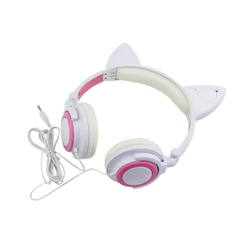 Srčkan Otroci Slušalke Brezžične Slušalke Mačje Uho Dekleta LED Luči Darilo Bluetooth Slušalke HIFI Stereo Bas Z Microhpone Za PC