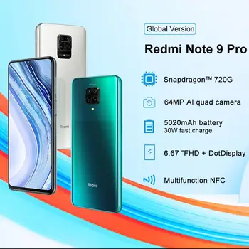 Redmi Opomba 9 Pro 6GB 64GB/128GB NFC Globalni Različici Pametni telefon Xiaomi 64MP Quad Fotoaparat Snapdragon 720 G G-Plačati 2400x1080 30W QC EU
