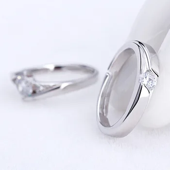 Trgovini 925 sterling silver fashion sijoče kristalno ljubitelje poročni prstani, nakit za ženske, za moške odprite prst prstan padec ladijskega prometa