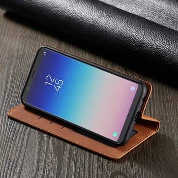 Luksuzni Magnetni Flip Usnjena torbica za Samsung Galaxy J4 Plus 2018 Coque Kartico sim Denarnice Silikonski Pokrovček Telefona J4plus 360 Funda