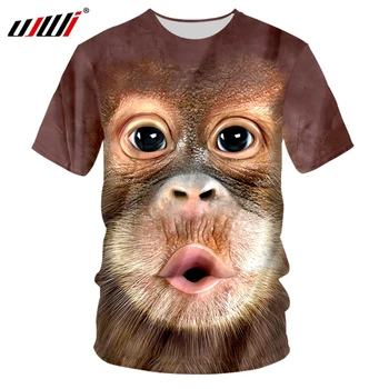 UJWI 2019 moška T Majica 3D Tiskanih Živali Opica tshirt Kratek Rokav Smešno Oblikovanje Priložnostne Vrhovi Tees Moški Poletje T-shirt 5XL