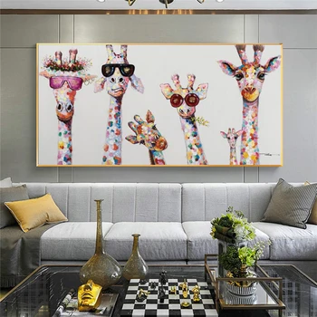 Wall Art Dekor Platno Slikarstvo Lepe Risanke, Žirafe, Poster Tiskanje Platno Umetniške Slike za otroško Sobo Nordijska Doma Dekor