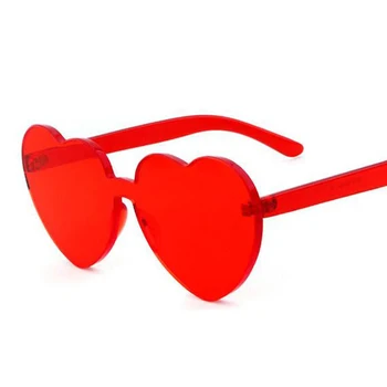Nova Moda Rdeče Srce Sončna Očala Ženske, Prozorno Roza Rumena Sončna Očala Candy Barve Rimless Sončna Očala Oculos De Sol