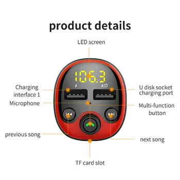 USLION 3.1 Dvojno USB Avtomobilski Polnilnik USB z UKV-Oddajnik Bluetooth Sprejemnik Avdio MP3 Predvajalnik TF Kartice Komplet Mobilni Telefon Polnilnik