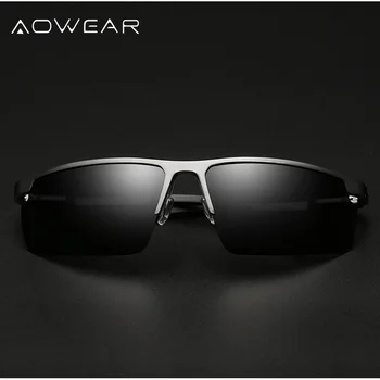 AOWEAR Moških Aluminija Rimless sončna Očala Moški Polarizirana Lahka Športna sončna Očala Mens Vožnjo na Prostem Očala Gafas
