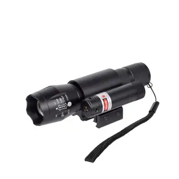 Zoomable Baklo Rdeči Laser Pogled Področje Weaver Picatinny Gori Nastavite Pištolo Puško Riflescope Lov Luči LED Svetilka NI Baterija