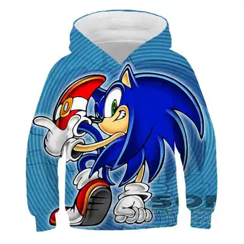 Sonic Hedgehog Moda Fantje Dekleta Sweatshirts poliester Otroci Hoodies risanka Tiskanja Otroci Oblačila Dolg Rokav Jopice