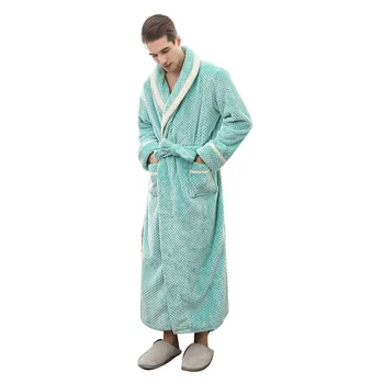 Pozimi Toplo Coral Runo Hišna Obleke Moški kopalni plašč Ženski Nightgown Velikosti Haljo Pižamo Za Pare, Dolg Rokav Sleepwear