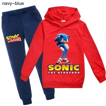 Novo Pomlad Jesen Otroci Sonic Hedgehog Oblačila 2Pcs Nastavite Fantje Dekleta Modni Bombaž Hoodies Harem Hlače Priložnostne Tek bo Ustrezala