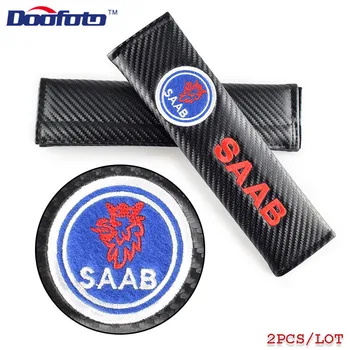 Doofoto 2x Avto varnostnega Pasu Primeru Za SAAB 93 9-3 9-5 9 3 9000 9 5 Emblem Dodatki iz Ogljikovih Vlaken Styling Rami Varstvo Pad