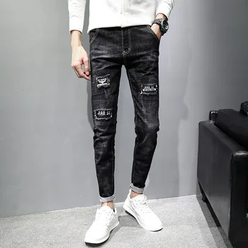 Debelo 2020 Moda Priložnostne Denim Kavbojke moški Raztrgala luknje vitek noge trend korejski divje jesen in zimo, dolge hlače moški