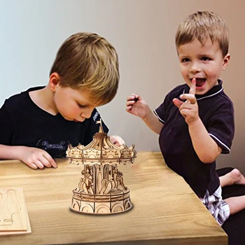 Robotime DIY Veselo vrtijo okoli Igrače 3D Lesene Puzzle Igrača Premično Krožni Model Lesa Namizno Dekoracijo za Otroke, Otroci TG404