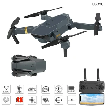 EBOYU E58 2,4 Ghz RC Brnenje Wifi FPV 4K/1080P HD Kamera Višina Pridržite Tipko se Vrnete/Pristanek /Izklop brez Glave RC Quadcopter Brnenje Igrača