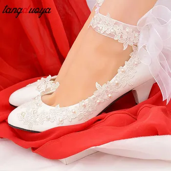 Bela črpalke ženske čevlje cvet pearl poročni čevlji nevesta visoke pete, čevlji ženska seksi petah zapatos de tacon