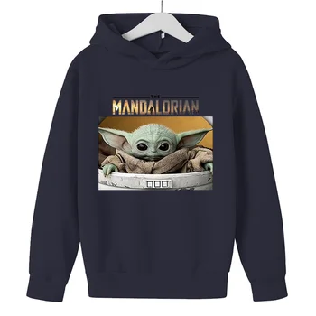 Mandalorian Baby Yoda Tiskanja Hoodies Bombažne Trenirke Cosplay Oblačila Hooded Priložnostne Risanka Risanka Majica Otroci Strertwear