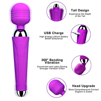 Močan Vibrator za Klitoris Stimulator USB Polnjenje Čarobno Palico AV Palico Vibratorji Sex Igrače za Ženske Vaginalne G Spot Massager