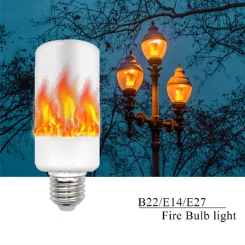 Nov Prihod E27 E14 B22 2835SMD LED lučka Plamen Učinek Ogenj Žarnice 5W Utripanja Posnemanje plamen Luči AC85-265V