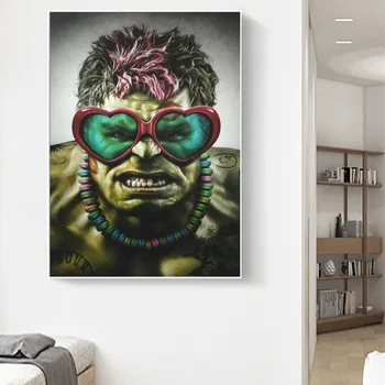 Modna Superheroj Hulk z Očali Doma Dekor Steno Umetnosti Plakatov in Fotografij Strip Slika na Platnu Slikarstvo za dnevno Sobo