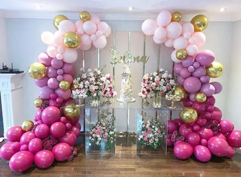339pcs Pastelnih Baloni Retro Hot Pink Balon Garland Arch Kit 4D Zlato Ballon Za Rojstni dan Baby Tuš Poroke Stranka Dekoracijo